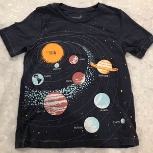 Peek boys Solar System Tee - Navy with Orange & Light Blue Planets NWOT